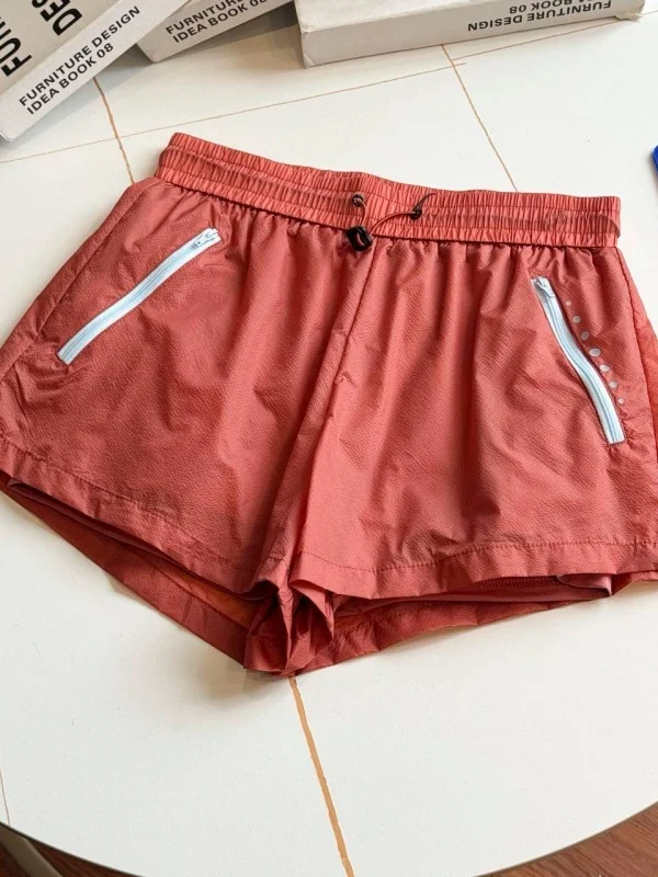 Ice Sensation Drawstring Color Block Reflective Circle Sports Shorts Women's Summer Anti-Light Casual Pants High Waist Wide Leg
