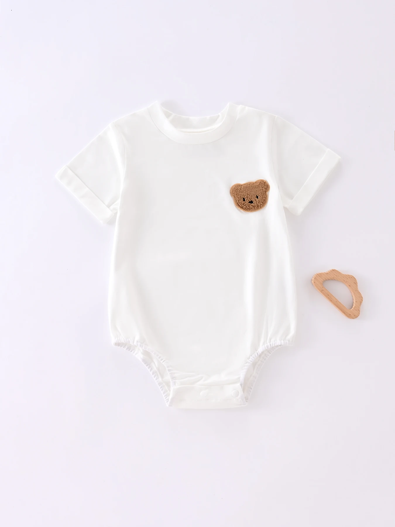

Baby Onesie Boys Girls Baby Thin Short Sleeve Jumpsuit Cute Bear Head Chest Patch Newborn Soft Comfortable Onesie