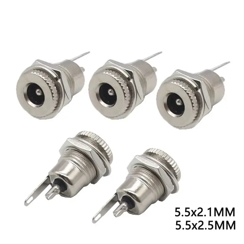 【10-2PC】DC-099 5.5x2.1mm/5.5x2.5mm DC Power Female Socket Jack Panel Mount Connector,DC099 DC Power Jack Adapter