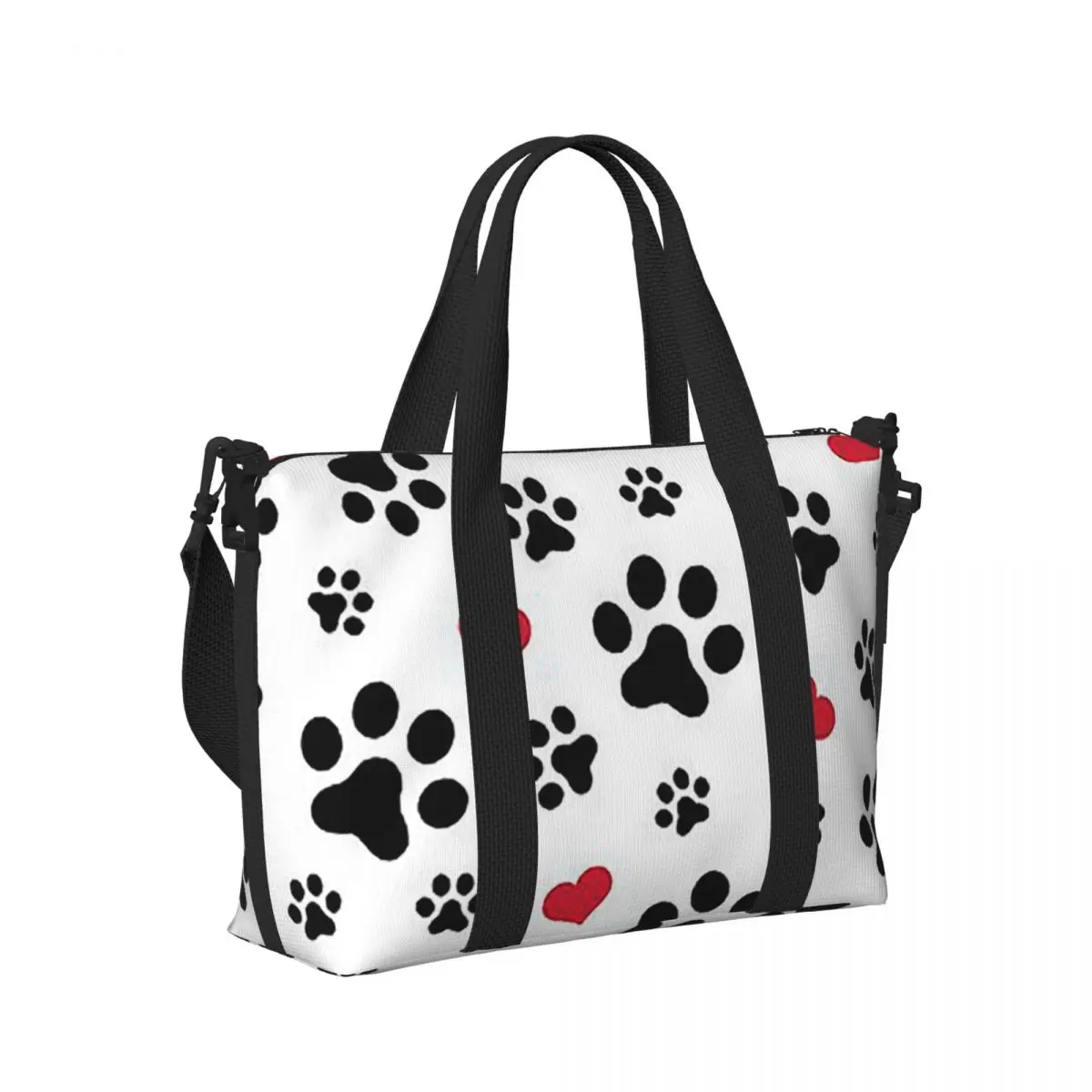 

Dog Paw Cat Heart Love Beach Travel Bag Large Capacity Tote Bags for Gym Yoga Women Shopping Duffle Shoulder Bag