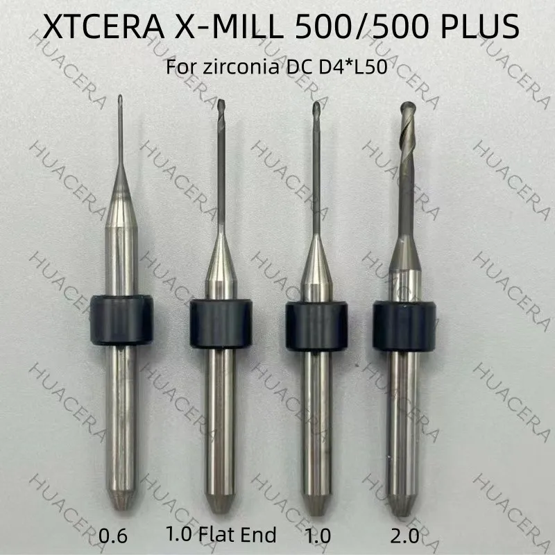 Xtcera Xt-mill 500/500 plus DC Coating 2.0 1.0 0.6 Dental Lab Zirconia PMMA Milling Cutter Dentistry Grinding Tool Milling Burs