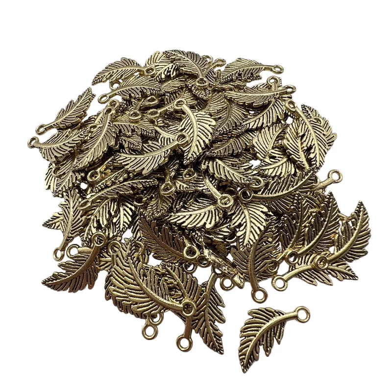 30pcs Classic Retro Tibetan Silver Leaf Pendant Jewelry Amulet Bracelet Necklace DIY Zinc Making Accessories Supplies