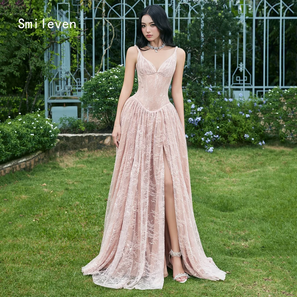 

Smileven Luxury Mermaid Prom Dress Noval V Neck Side Silt Party Gowns Appliques Lace Formal Occassion Dress Customized 2026