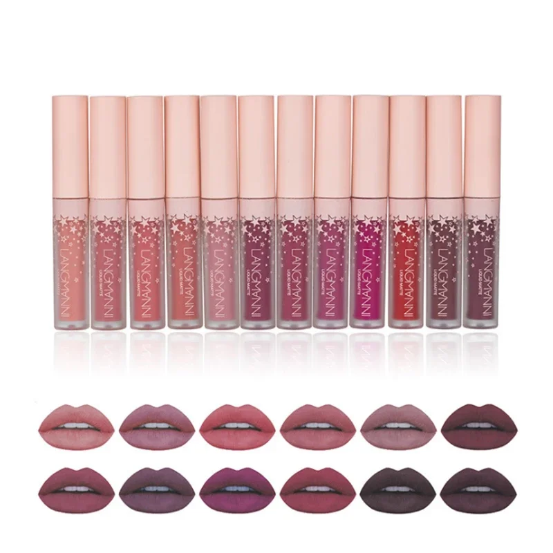 12 Pcs/lot Matte Lipstick Set Waterproof Long-lasting Velvet Lipstick Red Tint Nude Batom Lip Gloss Makeup