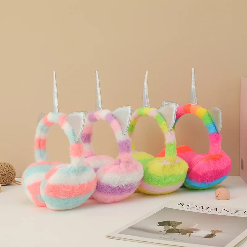 Fundas para los oídos de felpa cálidas con lentejuelas de unicornio Unisex, lindas copas para los oídos a prueba de frío, cubiertas para los oídos de piel fría, bolsas para los oídos, Orejeras 4e005