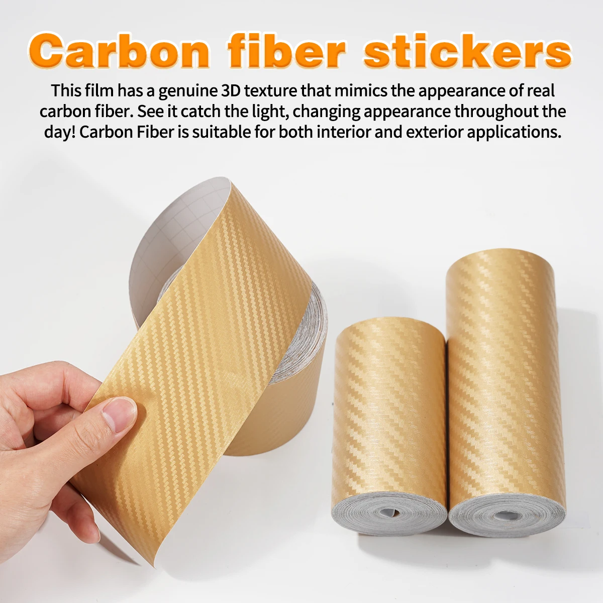 Gold Nano Carbon Fiber Car Tape Paste Protector Strip DIY CAR Protective Film Auto Door Sill Side Mirror Anti Scratch Tape