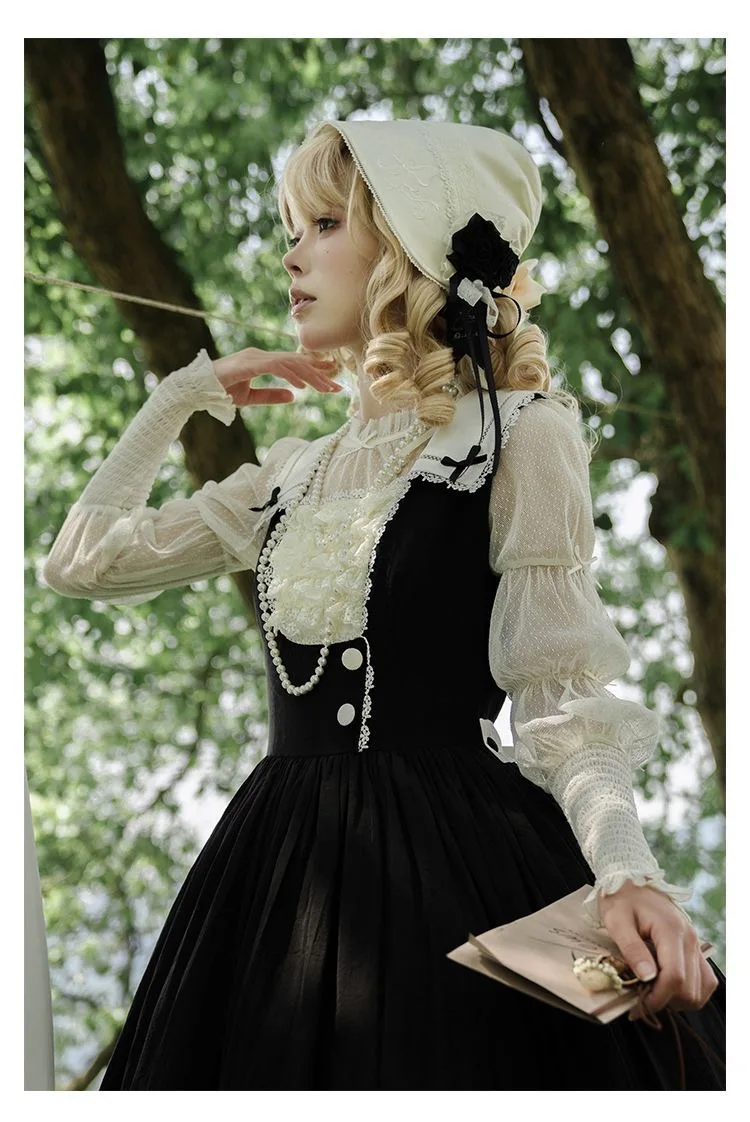 New Lace-up Gauze Light Long Sleeve Spring Summer Lolita Shirt Sweet Women Round Neck Versatile Age-reducing Fashion Blouse Top