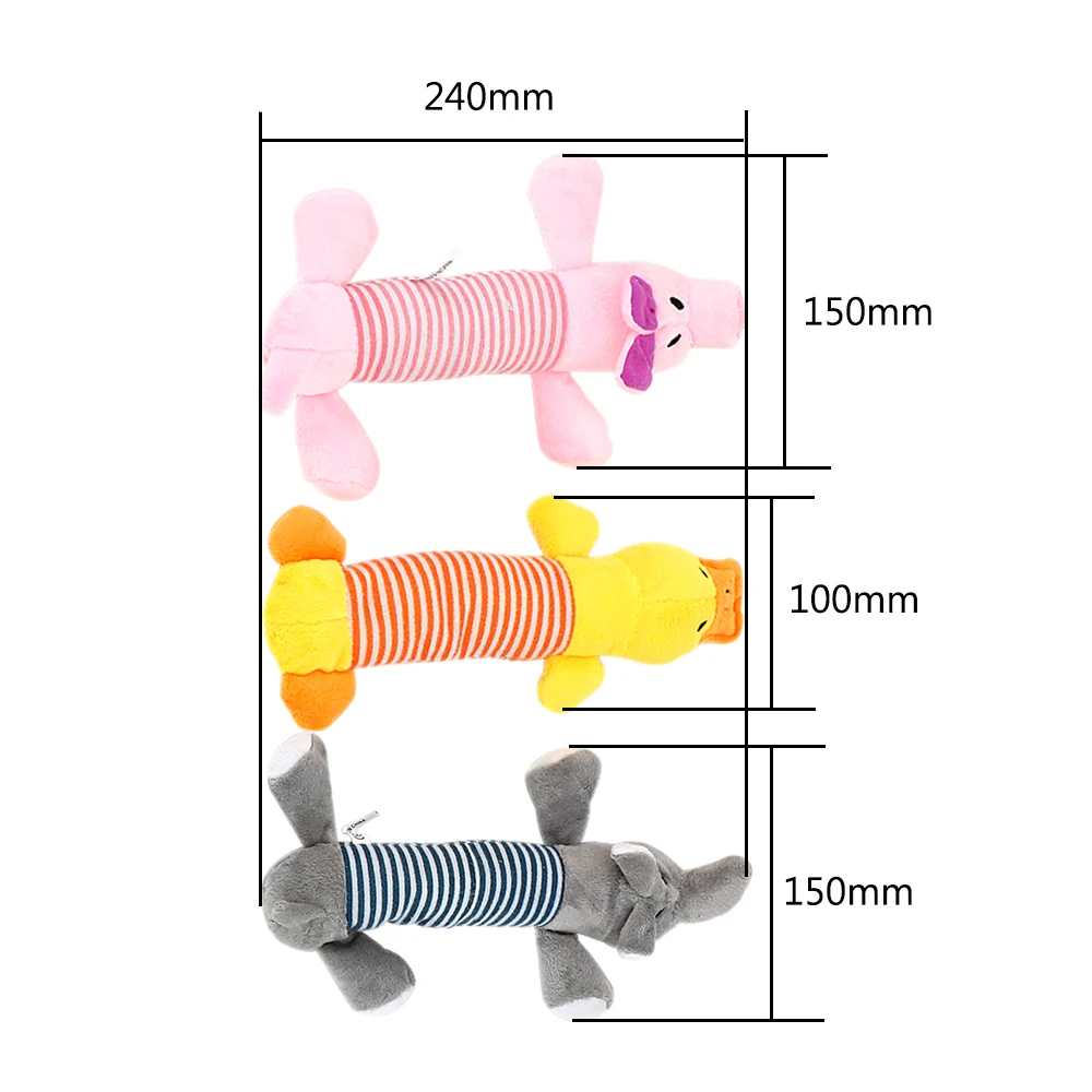 Fit for All Pets Squeak Chew Sound Dolls Dog Cat Fleece Toys Elephant Duck Pig Durability Pet Funny Plush Toys