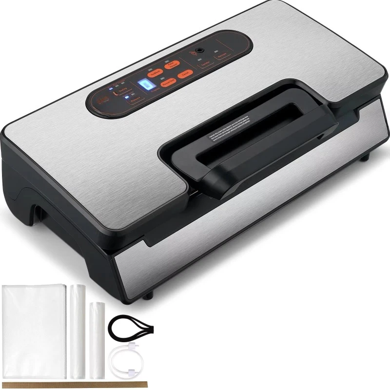 Vacuum Sealer Machine 90Kpa 130W Dual Pump Automatic Food Sealing System With Cutter And Hose For Kitchen Use