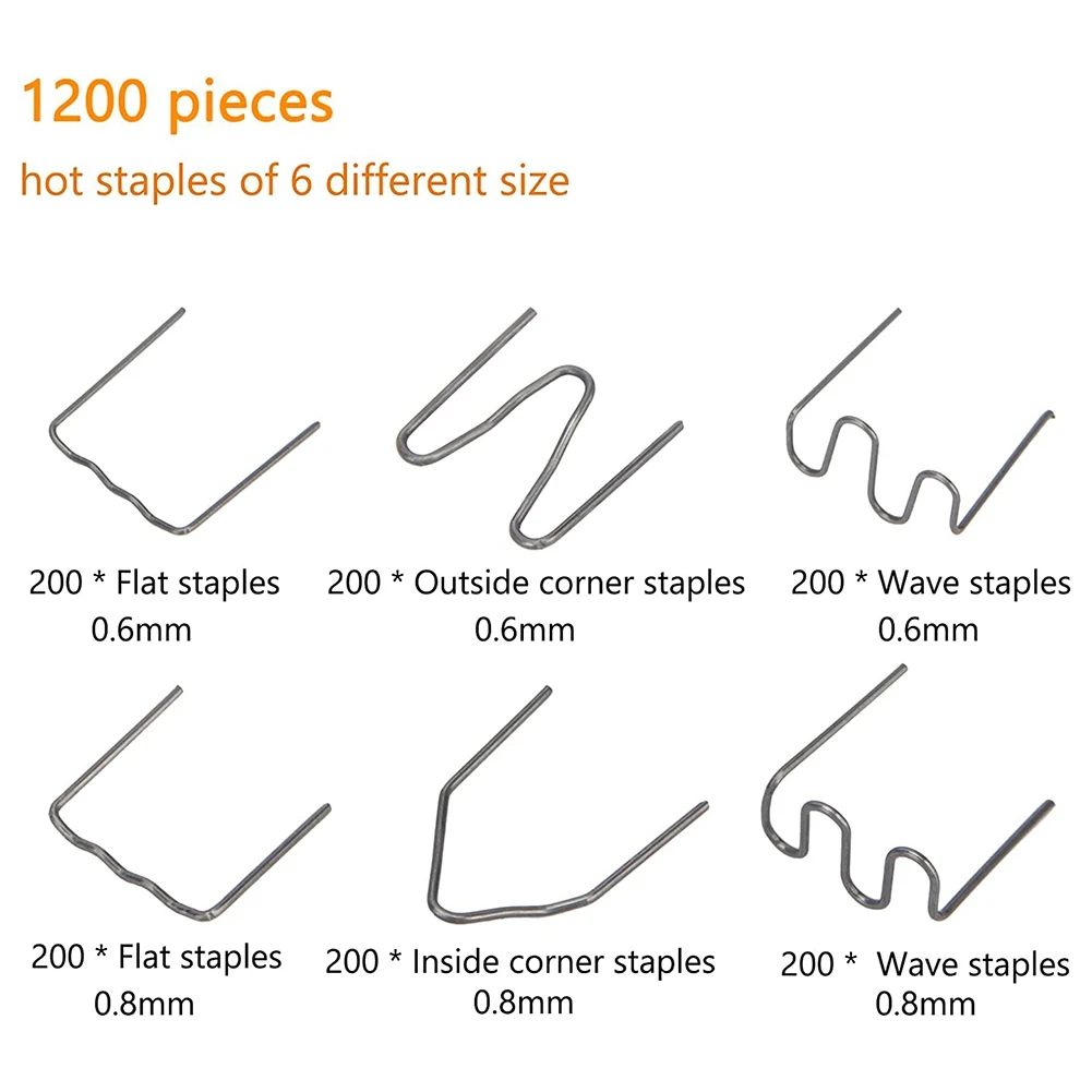 

SYW-1200 Pcs Hot Staples Plastic Repair Kit Solder Hot Staples Wavy Corner & Flat For Repair Car Bumpers Hot Stapler Staples