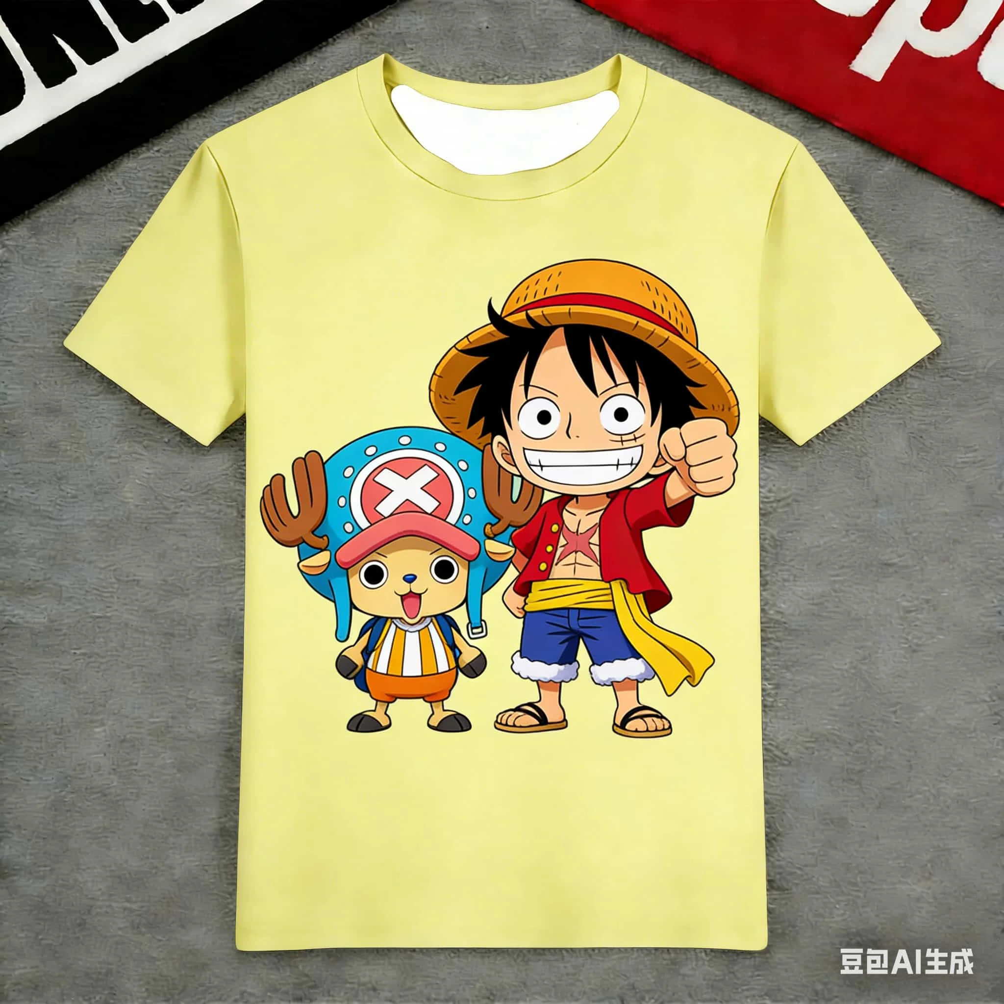 One Piece Monkey D. Luffy & Tony Tony Chopper Cute Chibi Print T-Shirt Quick Dry Adult Kids Fan Gift Outdoor sports streetwear
