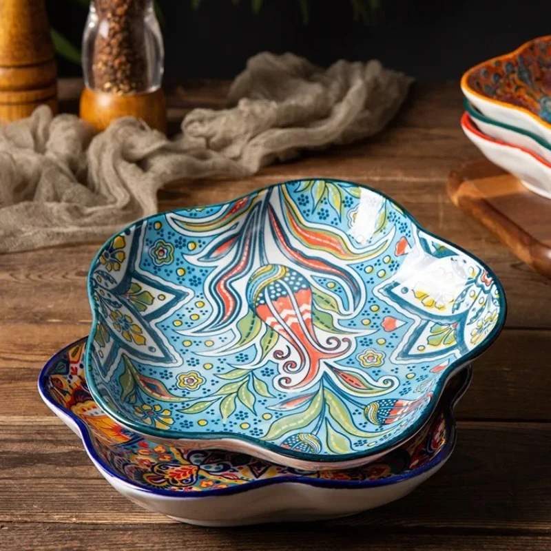Ceramic Plates Vegetable Fruit Salad Good-looking Plate Breakfast Plates Exquisite Plum blossom Dinner Plate Western Pasta Plate