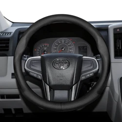 For Toyota 39-40.5cm Round Steering Wheel Cover Ultra-Thin Land Cruiser Prado Hilux Fortuner Wish Hiace Coaster Tundra Previa