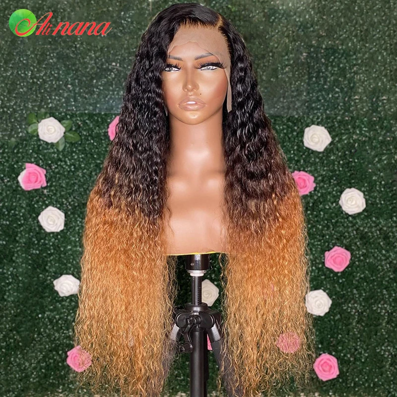 

1B 27 Ombre Brazilian 13x4 Lace Frontal Wig Kinky Curly Wigs 13x6 Lace Frontal Human Hair Wigs For Women Pre Plucked 180 Density