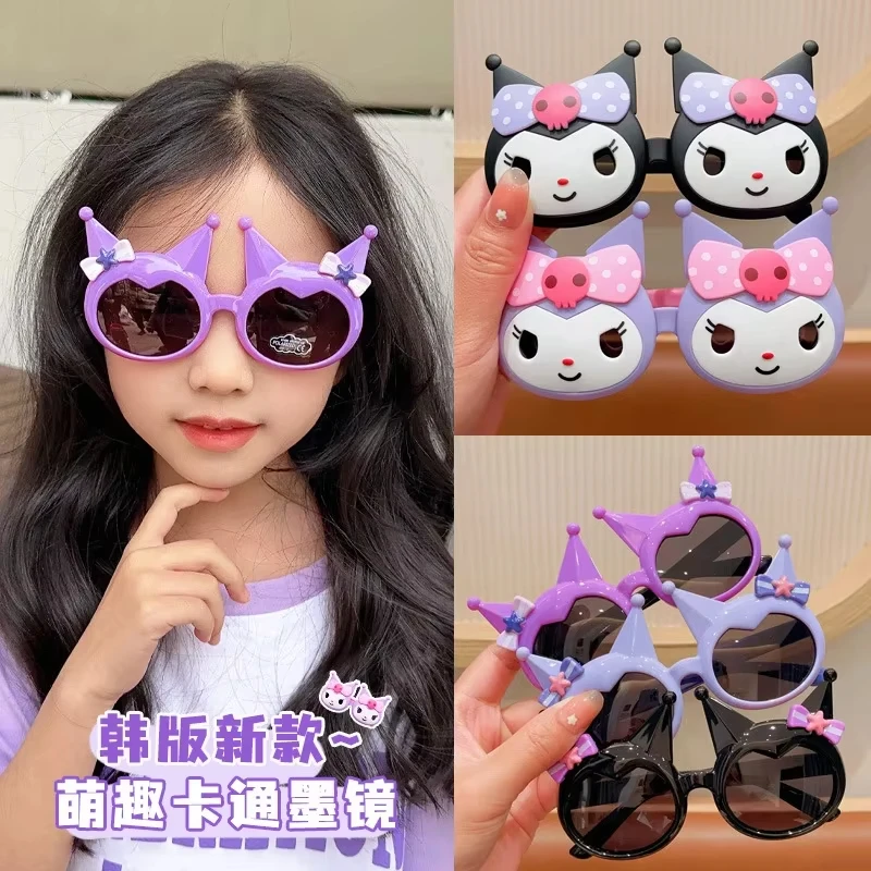 Sanrio Kuromi Flipup Sunglasses Anime Cartoon Fashion Children Sunglasses Charm Girl's Sun Shade Goggles Holiday Gifts