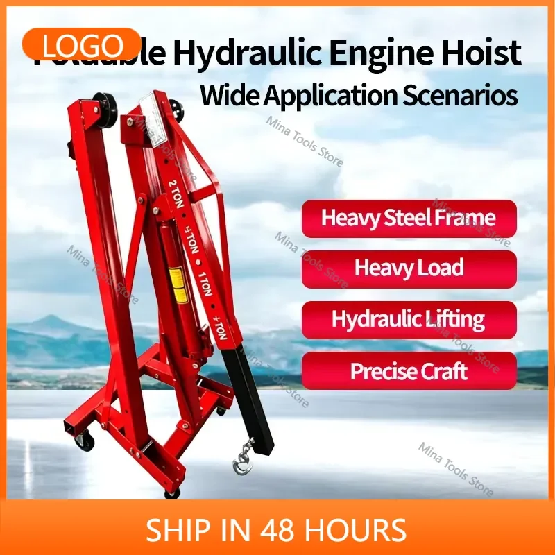 2 Ton Folding Hydraulic Engine Crane 2T Car Engine Hoist Workshop Garage Lifting Equipment for Auto Repair & Maintenance