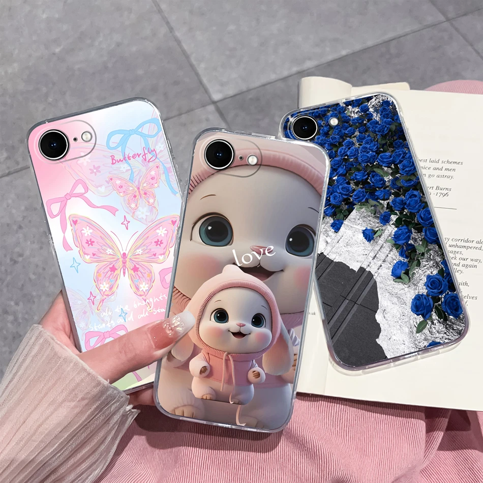 Creative Case For iPhone 16E 2025 Cute Amine Phone Shell For iPhone16E Soft TPU Clear Lightweight Silicone Protective Back Cover