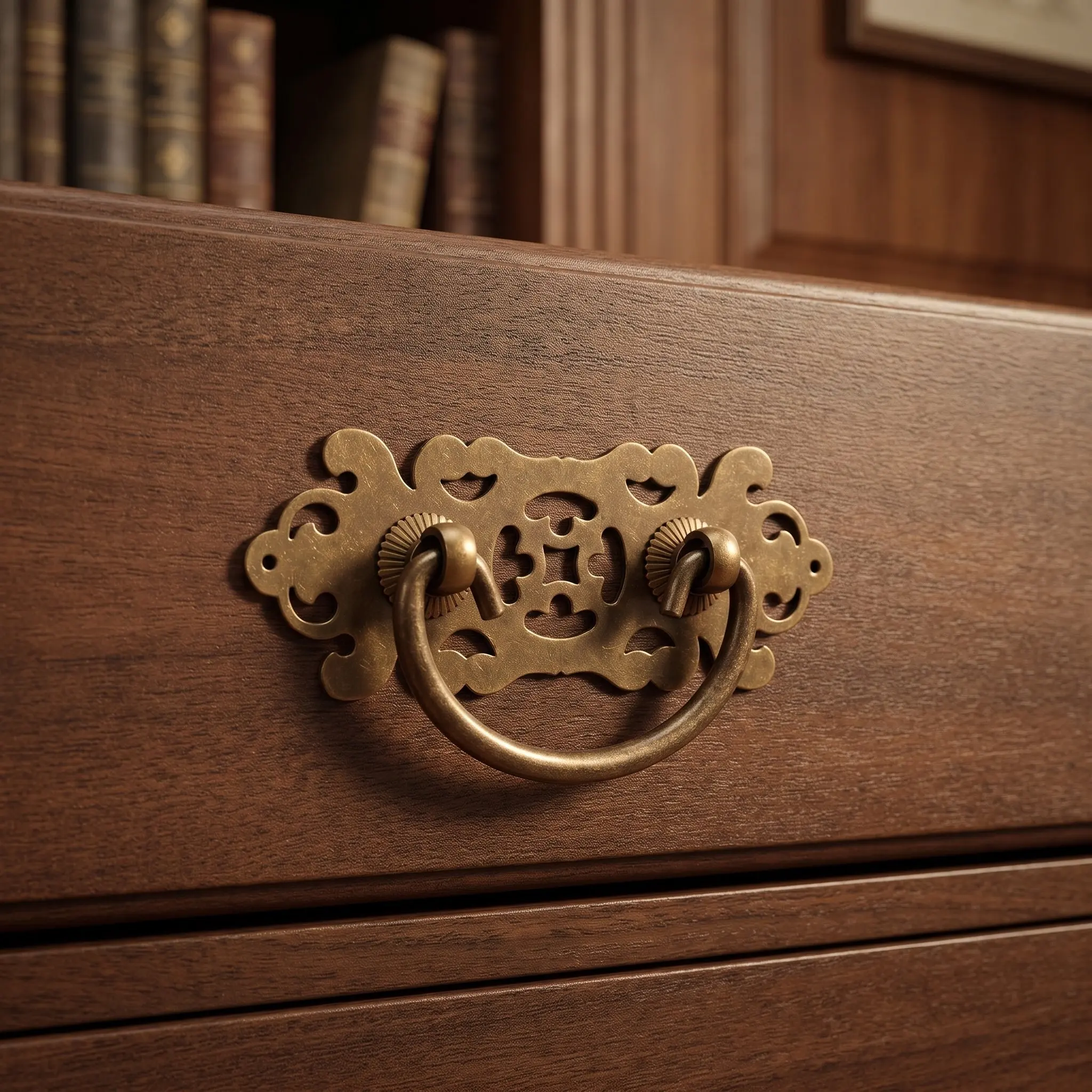 2Pcs Antique Bronze Ring Cabinet Pulls Vintage Pull Ring Drawer Handles Antique Brass Copper Furniture Pull for Cabinet Door