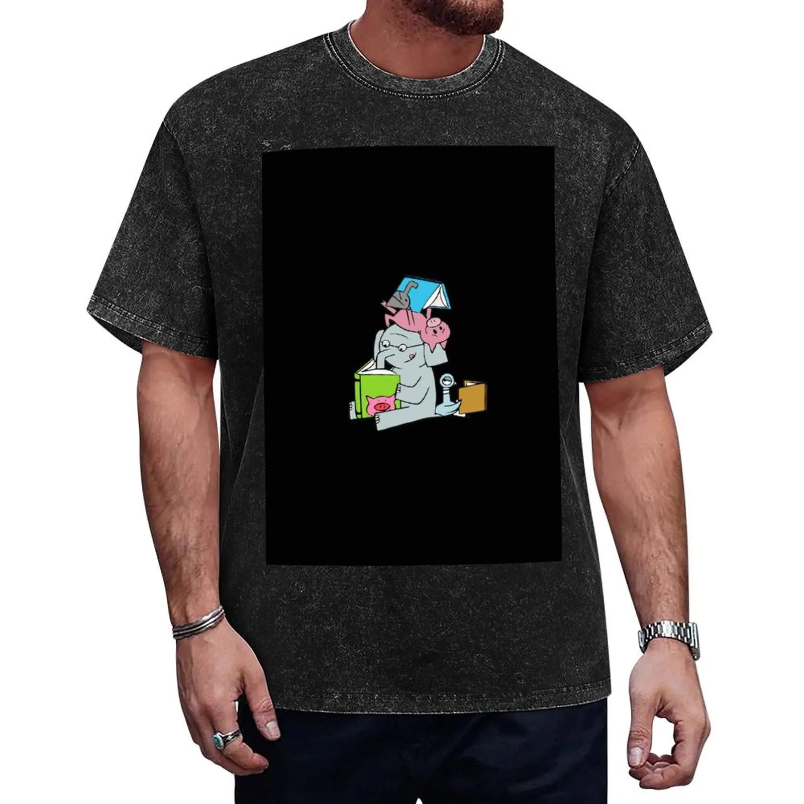 

Elephant and Piggie reading. Gerald and Piggie. T-Shirt boys whites quick-drying plain white t shirts men