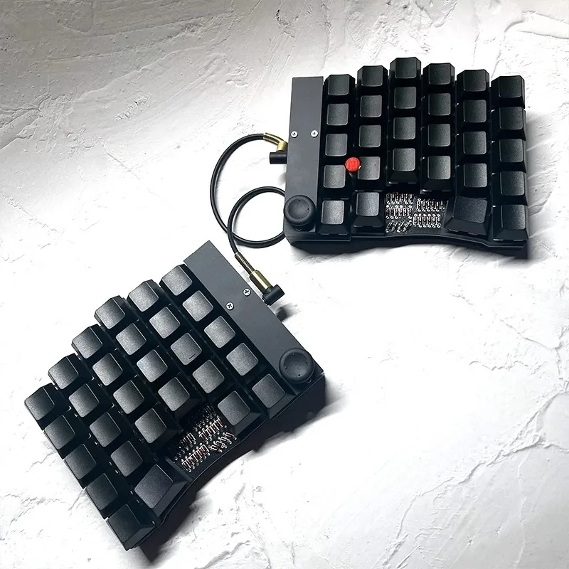DL42/DO52 Mała Czerwona Kropka Rozdzielona Klawiatura DIY Kailh Choc Gateron Przełącznik Gałka Mechaniczna Klawiatura Mysz Wskaźnik Teclado Gamer