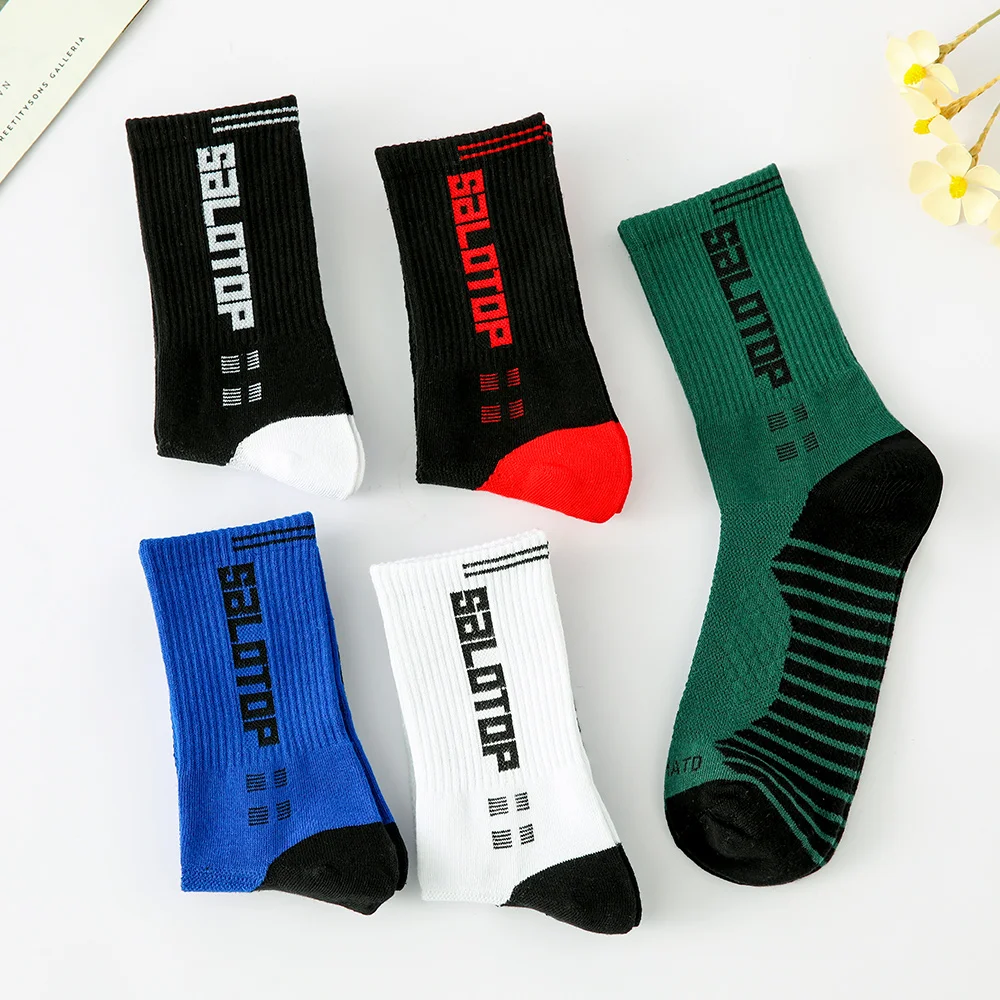 5 pairsMen\'s Anti-slip Football Socks Men Women Non-slip Soccer Basketball Tennis Sport Socks Grip Cycling Riding Socks 38-45