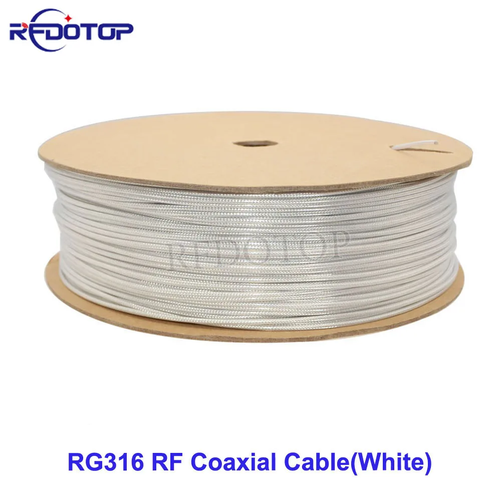 1M-250M White RG316 Coax Coaxial Cable 50 Ohm Low Loss for Crimp Connector RG-316 High Quality