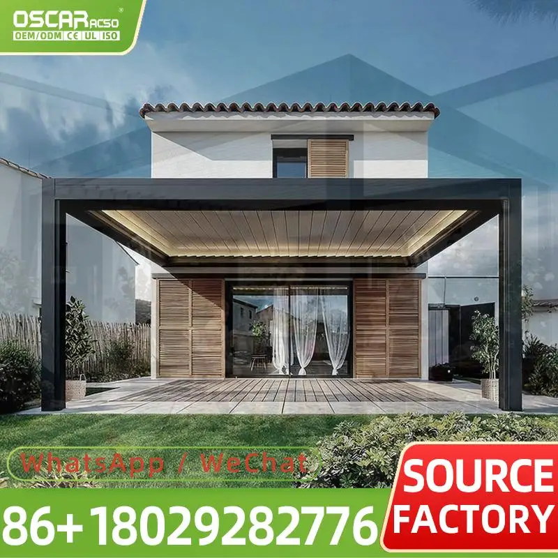 Retractable Foldable Aluminum Louvered Roof Canopy for Outdoor Garden Patio and Balcony pergola