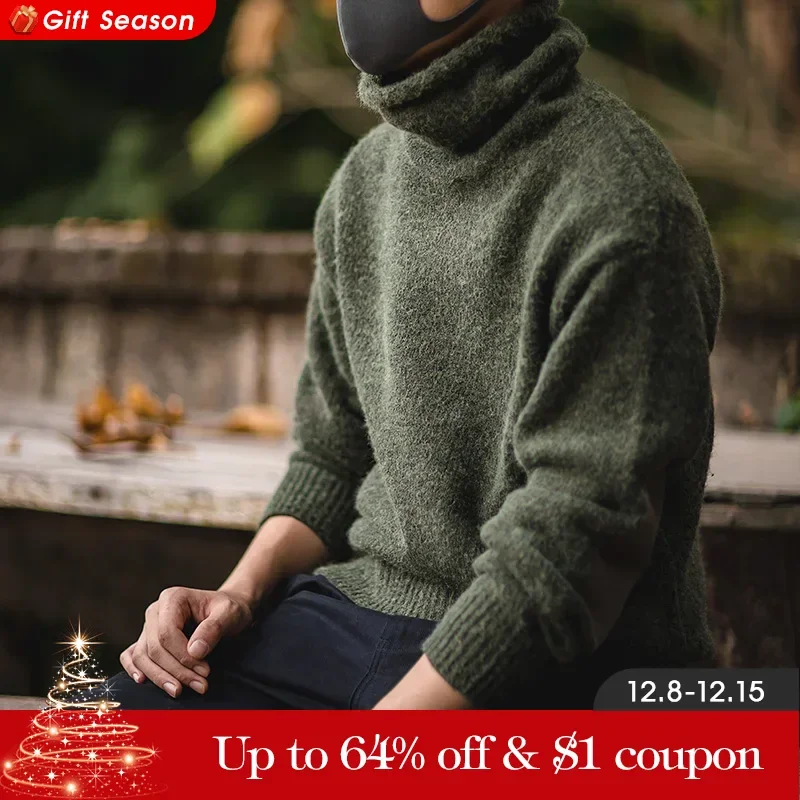 Maden Workwear American Retro verdickter warmer Stehkragenpullover Herbst und Winter Lazy Knit Underlay Herrenoberteile