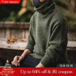 Maden-suéter de cuello alto para hombre, ropa de trabajo americana Retro, engrosada, cálida, ropa interior de punto perezoso, Tops de otoño e invierno