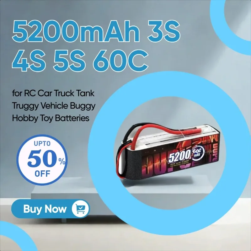 

5200mAh 3S 4S 5S 60C Rechargeable Lipo Battery with XT60 Plug for RC Car Truck Tank Truggy Vehicle Buggy Hobby Toy Batteries
