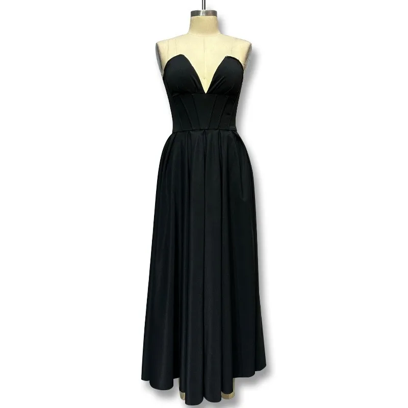 Elegant Party Dress Strapless Black A Line Wedding Guest Dresses V Neck White Maxi Dress Off Shoulder Pink Evening Dress