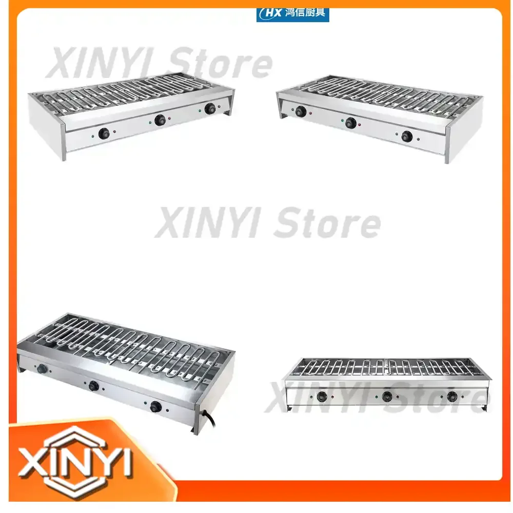 Large Desktop Electric Heating Barbecue Grill for Squid Skewers Oysters Night Snack Stall BBQ Machine Commercial Food Service