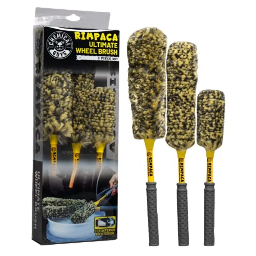 

Rimpaca Ultimate Wheel Brush Set - 3-Piece Wheel Cleaner Brush Kit with Soft Bristle Brushes for Cars Trucks SUVs Motorcycles a