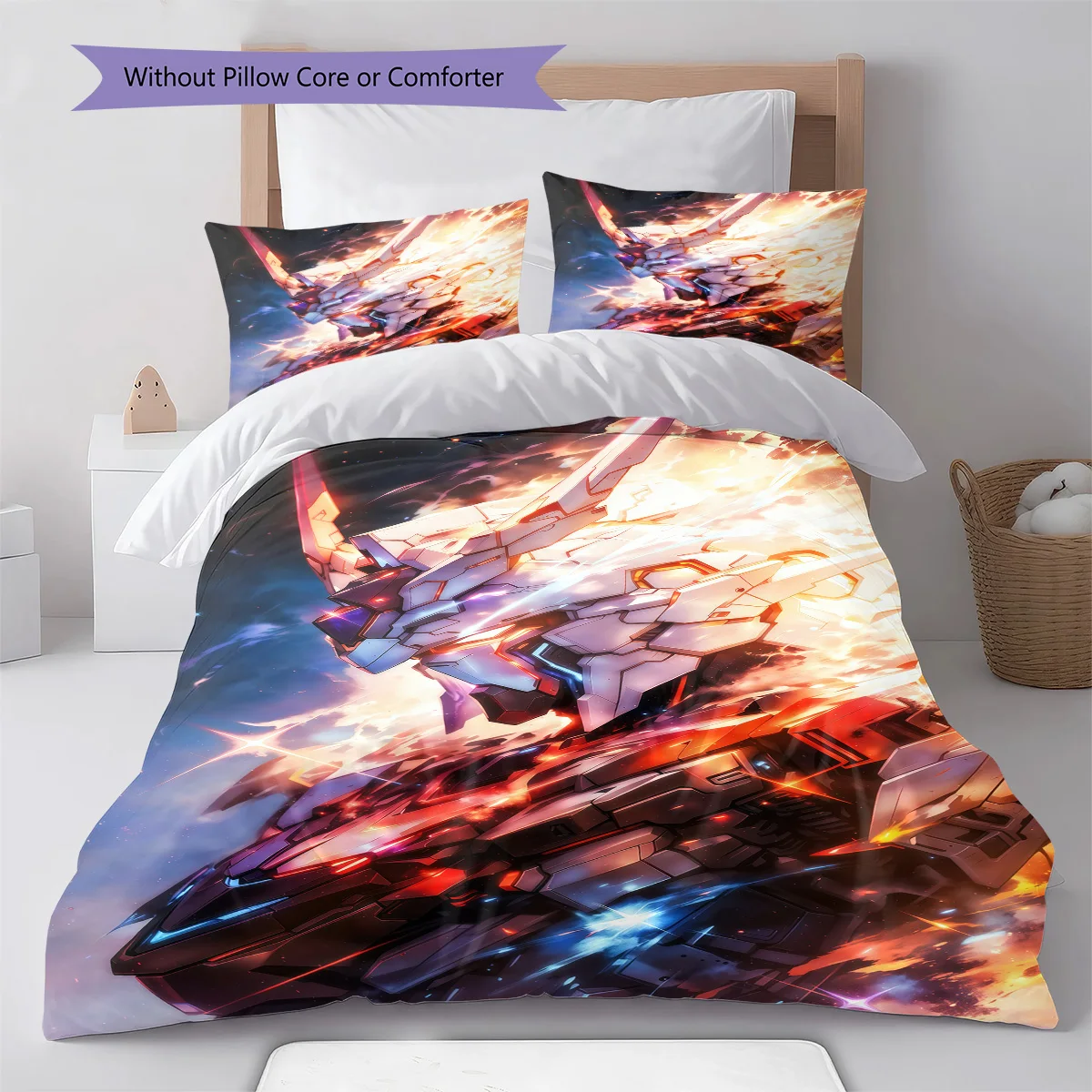 Gundam Front View RX-78 Anime Bedding Set Duvet Cover Polyester Soft Bed Linen Set -QJY