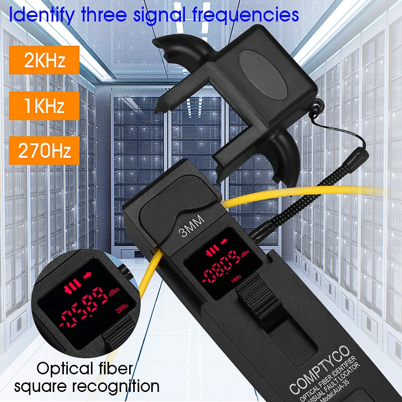 Imagem -05 - Optical Fiber Identifier Built-in Visual Fault Locator Iluminação Led Optic Direction Tester Tool 10mw Vfl Aua35