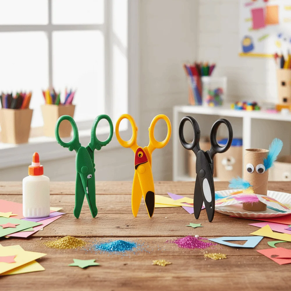Safety Design Children Safety Scissors Plastic Material Blunt Tip Art Craft Scissors Anti-Pinch Design Comfort Grip