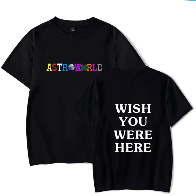 

New Fashion Hip Hop T Shirt Men Women Cactus Jack ASTROWORLD Harajuku T-Shirts WISH YOU WERE HERE Letter Print Tees Tops