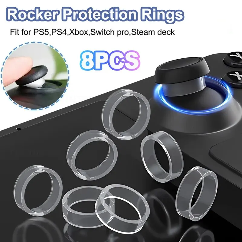 8 PCS Ring Cover Elastic Protective Rocker Rubber Ring For PS5/ PS4/ Switch PRO Joystick Silicone for Rog Ally Game Console