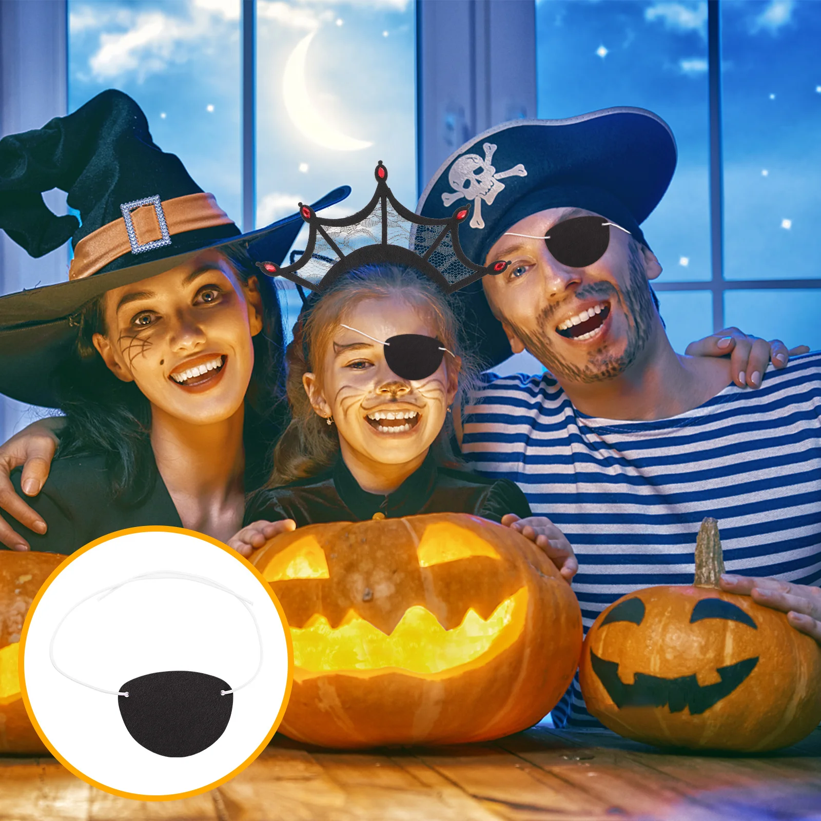 10Pcs Pirate Eye Patch Lightweight Comfortable Halloween Party Cosplay Masquerade Decor Breathable Felt Eye Cover