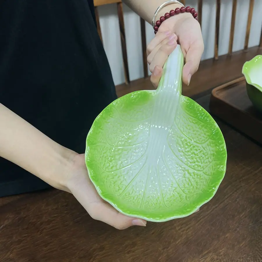Ceramic Baking Tray Bowl, Creative Cabbage Handle Baking Tray , Baking Bowl, Oven, Air Fryer Can Be Used for French Fries