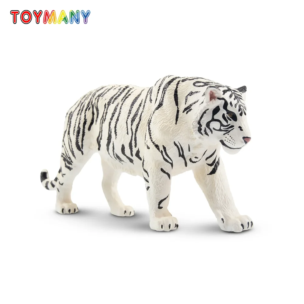 Toymany simulação tigre branco vida selvagem modelo animal brinquedo mini figuras bonecas estatuetas de ação brinquedos crianças presente bolo decora