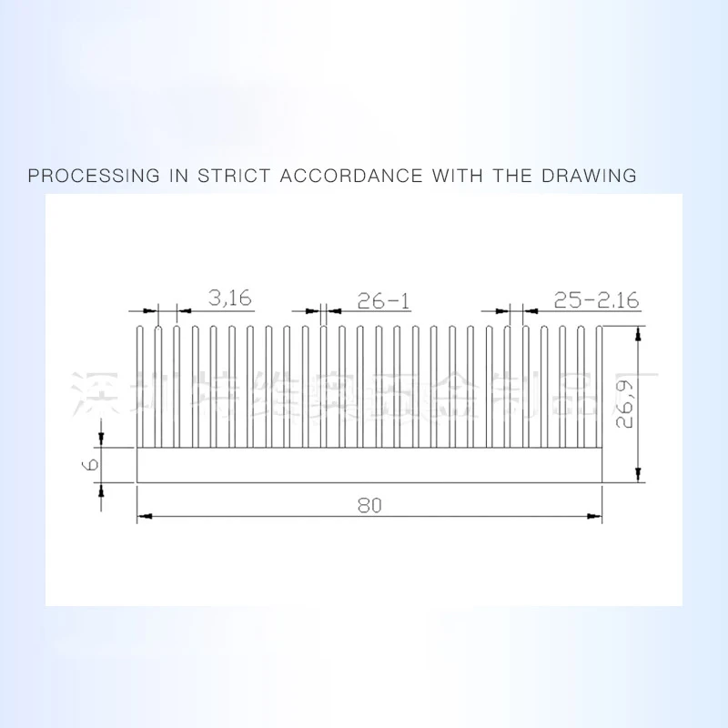 All-aluminum heat sink 80*26.8mm high-power heat sink Electronic thermal plate All-aluminum heat sink Length can be customized