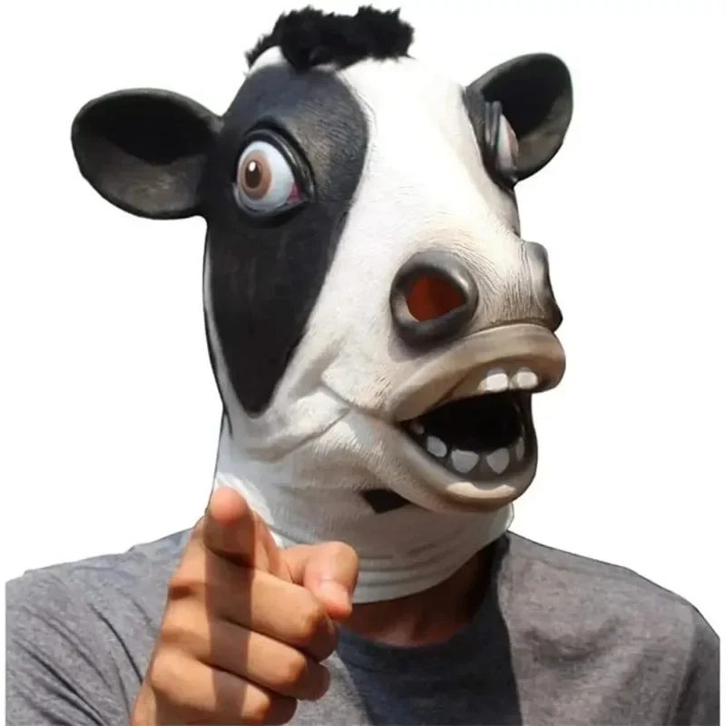 

Funny Cow Mask Head Costume Halloween Decoration Animal Head Full Face Unisex Bar Carnival Party Cosplay Dress Up Props