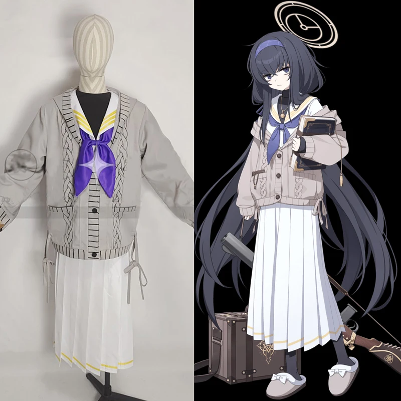 New！Blue Archive Cos Kozeki Ui Cosplay game same Clothing Women Gray Coat battle Uniform Skirt Outfit B