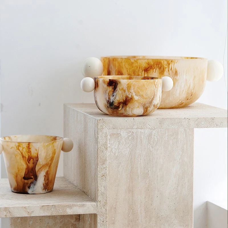 Wabi-Sabi Desktop Decoration Tray Bowl Fluid Resin Jewelry Box Home decoration Storage Tray Ornaments