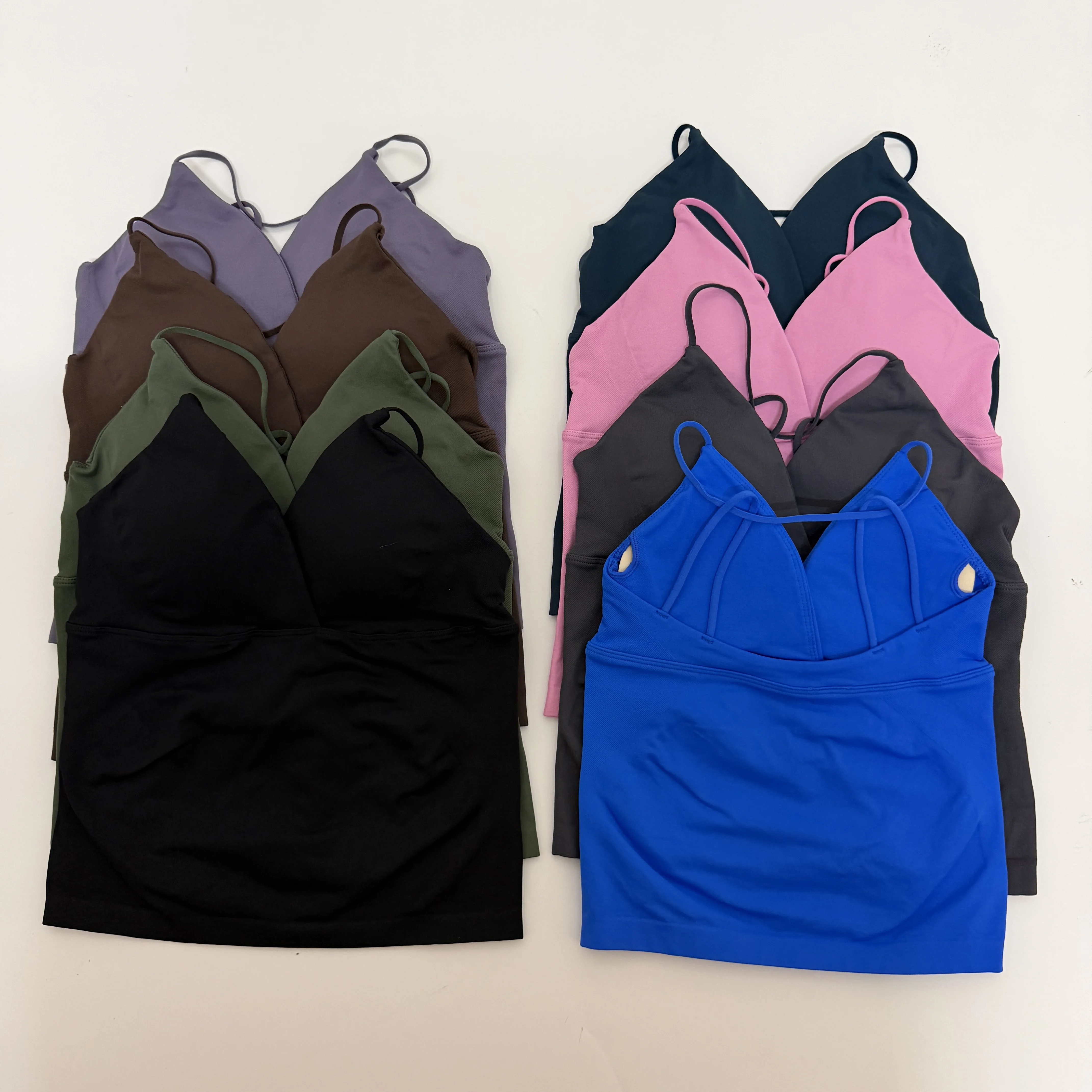 DU JIA Gym Yoga Tops Women Vision Twist Front Longline Top Quick Dry Thin Strap Workout Vest Push-up Pilates Fitness Tank
