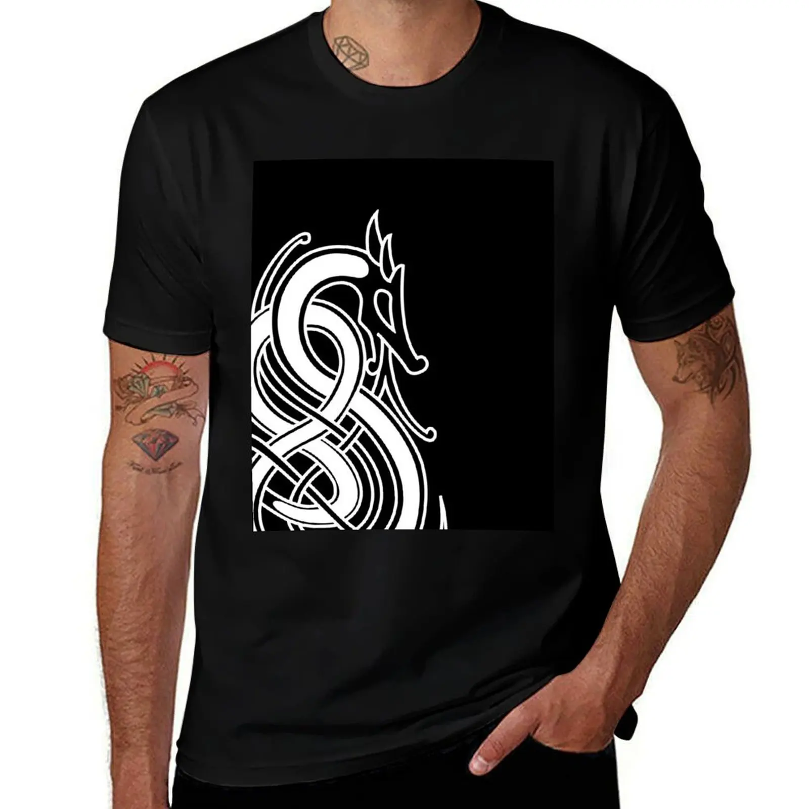 

Nordic Dragon (White) T-Shirt man t shirt heavy cotton man graphic t shirt g man t shirts for men T-Shirt