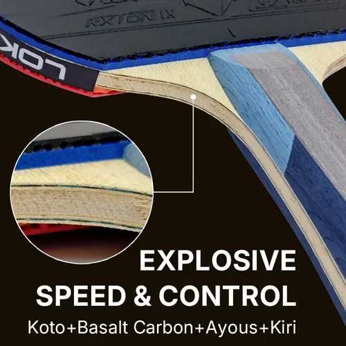 Imagen 2 del producto Raqueta de tenis de mesa LOKI ALL STAR, basalto profesional de carbono, paleta de Ping Pong, bate inspirado en el equipo nacional chino