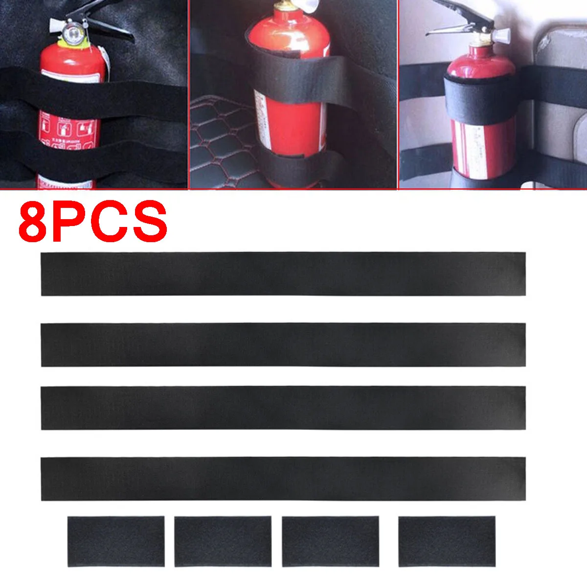 

8Pcs 60cm Nylon Car Trunk Organizer Fixing Belt Storage Bag Tapes Accessories Kit Extinguish Organizer Strap Automotive Interior