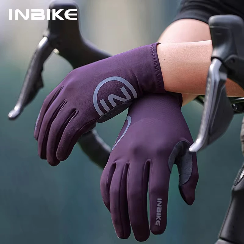 INBIKE-guantes de ciclismo acolchados de Gel para hombre, manoplas de lana para bicicleta de carretera, MTB, de dedo completo, accesorios para